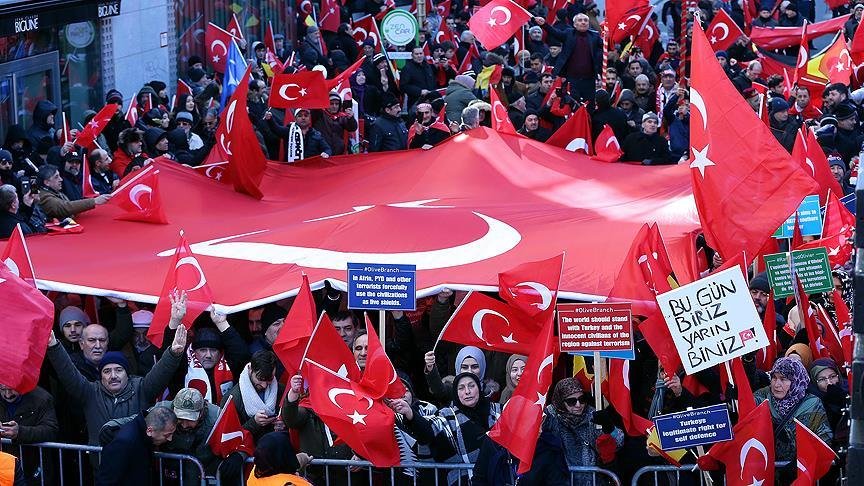 Brüksel’de Zeytin Dalı Harekatı’na destek mitingi