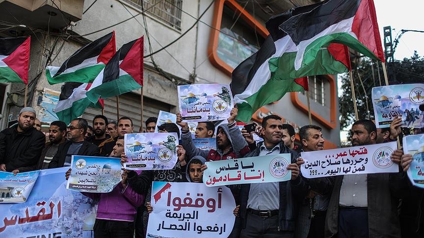 Gazze’de ‘ABD’nin Kudüs kararı’ protesto edildi
