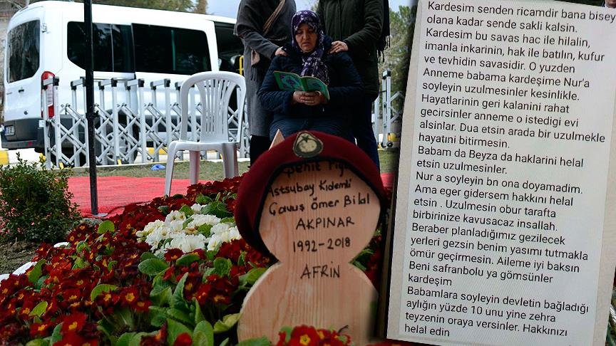 Afrin şehidi Akpınar’ın vasiyeti yerine getirilecek