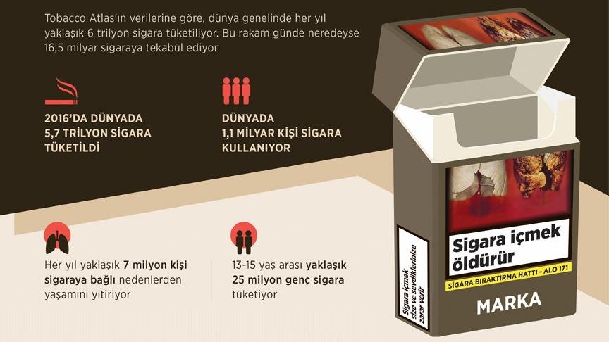 Her yıl yaklaşık 6 trilyon sigara tüketiliyor