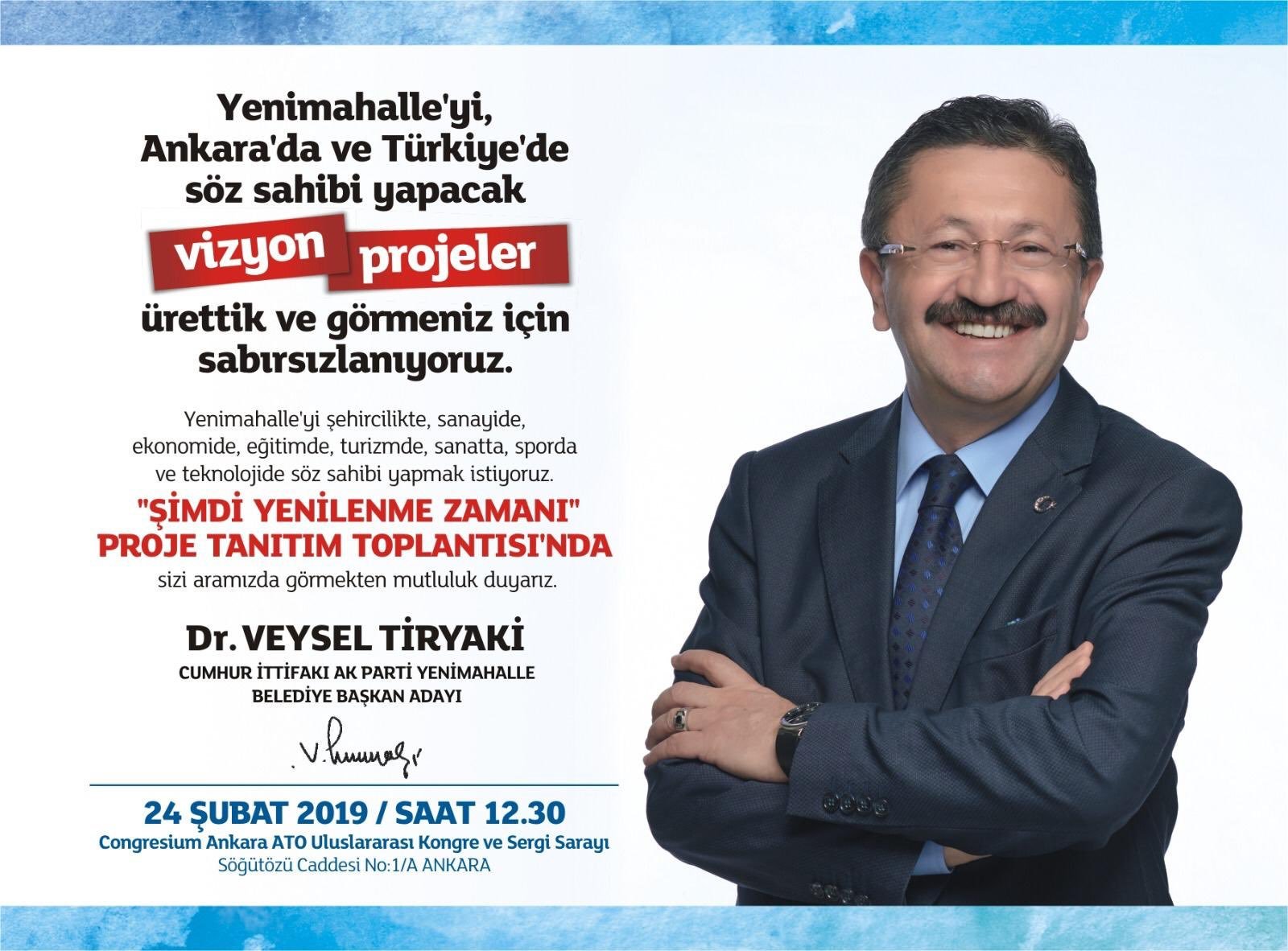 Dr. Veysel Tiryaki’den Yenimahalle İçin 232 Vizyon Proje