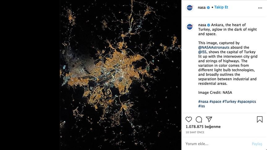 NASA, Ankara’nın uzaydan çekilmiş fotoğrafını paylaştı