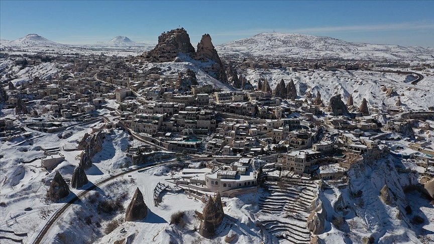 Peribacaları kar altında ayrı güzel