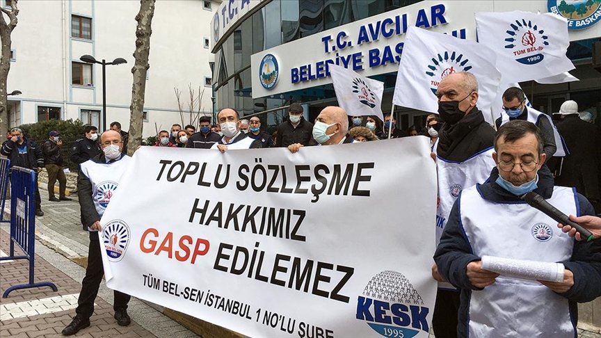 Avcılar’da belediye çalışanlarından toplu sözleşme eylemi