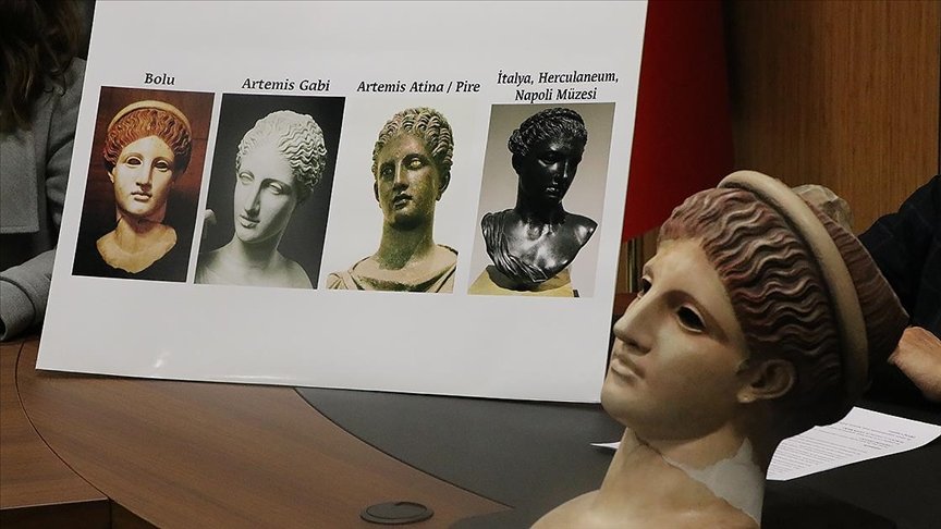 Bolu Müzesindeki 2 bin yıllık boyalı kadın başı heykelinin ‘Artemis’ olduğu anlaşıldı