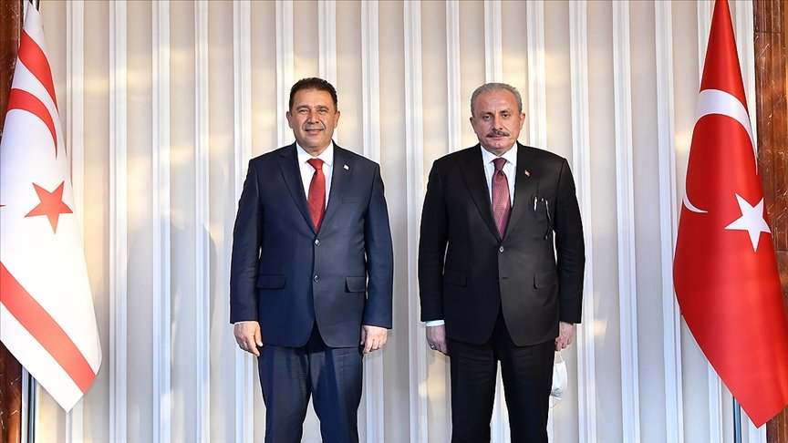 TBMM Başkanı Şentop ile KKTC Başbakanı Saner, Meclis’te bir araya geldi