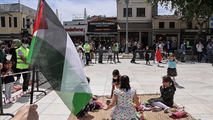 Çocuklardan İsrail’in Doğu Kudüs ve Gazze saldırılarına ‘gösterili’ tepki
