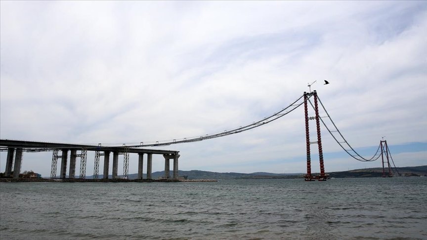 1915 Çanakkale Köprüsü inşaatında son çelik halat montajı yapıldı