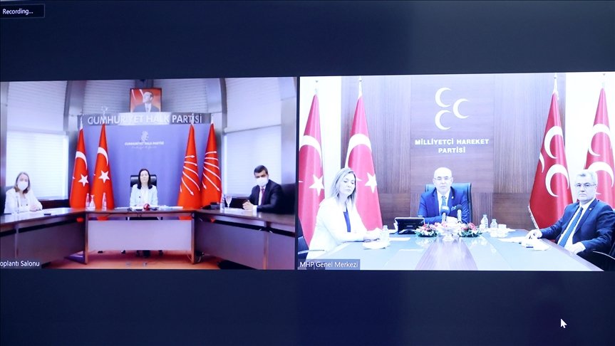 MHP heyeti CHP heyetiyle video konferans aracılığıyla bayramlaştı
