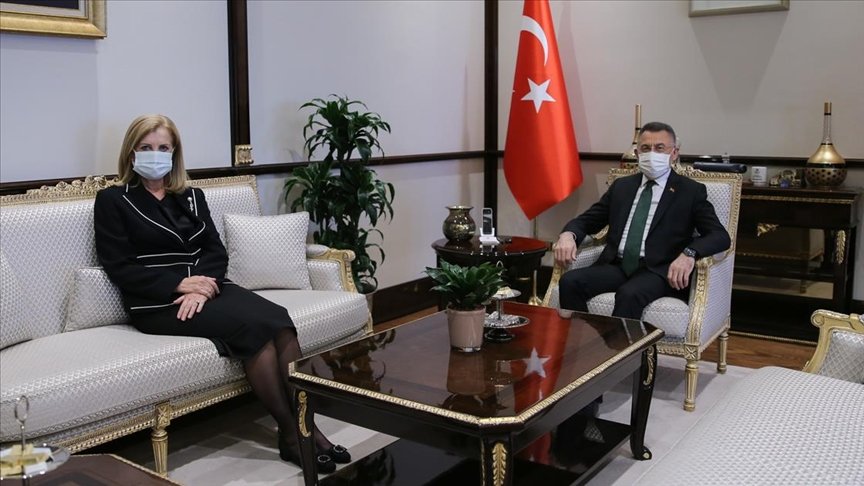 Cumhurbaşkanı Yardımcısı Oktay, KKTC Bayındırlık ve Ulaştırma Bakanı Canaltay’ı kabul etti