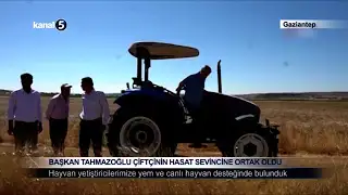 Başkan Tahmazoğlu Çiftçinin Hasat Sevincine Ortak Oldu