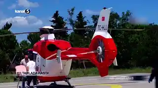 Tarlada Hastalanan Köylüye Ambulans Helikopter Yetişti