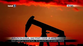 Avrupa’da Doğal Gaz Fiyatı Yüzde 26 Arttı