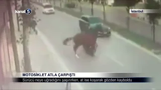 Motosiklet Atla Çarpıştı