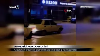 Otomobili Ayaklarıyla İtti