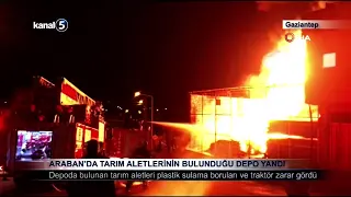 Araban’da Tarım Aletlerinin Bulunduğu Depo Yandı