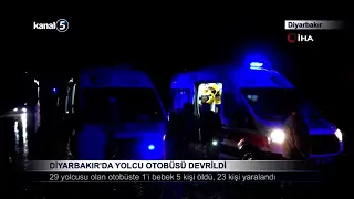 Diyarbakır’da Yolcu Otobüsü Devrildi