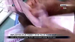 Enflasyon Aylık Yüzde 1.18 ve Yıllık Yüzde 64.27