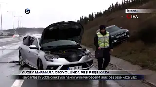 Kuzey Marmara Otoyolunda Peş Peşe Kaza