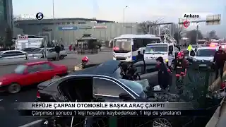 Refüje Çarpan Otomobile Başka Araç Çarptı