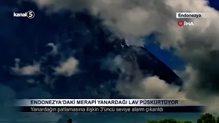 Endonezya’daki Merapi Yanardağı Lav Püskürtüyor