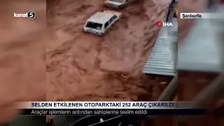 Şanlıurfa’da Selden Etkilenen Otoparktaki 252 Araç Çıkarıldı