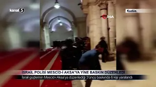 İsrail Polisi Mescid-i Aksa’ya Yine Baskın Düzenledi