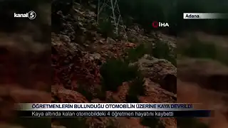 Öğretmenlerin Bulunduğu Otomobilin Üzerine Kaya Devrildi
