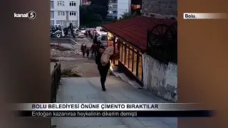 Bolu Belediyesi Önüne Çimento Bıraktılar