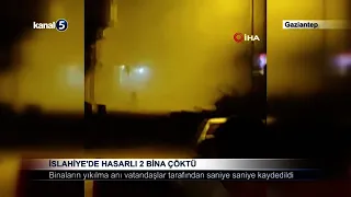 İslahiye’de Hasarlı 2 Bina Çöktü