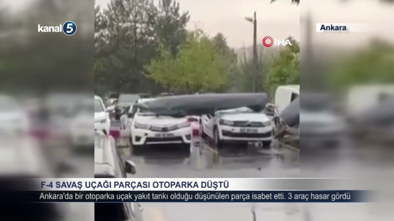 F-4 Savaş Uçağı Parçası Otoparka Düştü