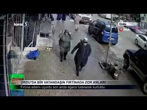 Ordu’da Bir Vatandaşın Fırtınada Zor Anları
