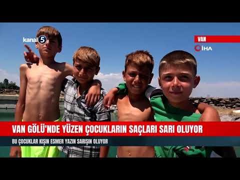 Van Gölü’nde Yüzen Çocukların Saçları Sarı Oluyor