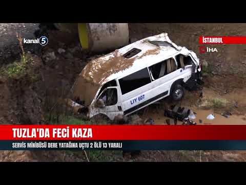 Tuzla’da Feci Kaza | Servis Minibüsü Dere Yatağına Uçtu 2 Ölü 13 Yaralı