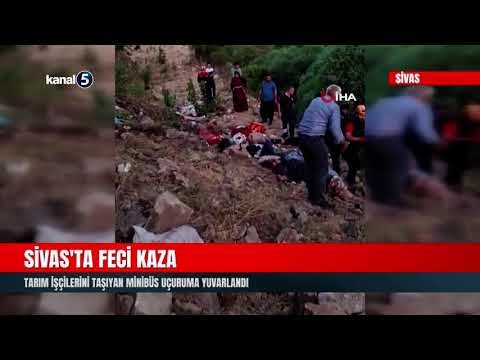 Sivas’ta Feci Kaza | Tarım İşçilerini Taşıyan Minibüs Uçuruma Yuvarlandı