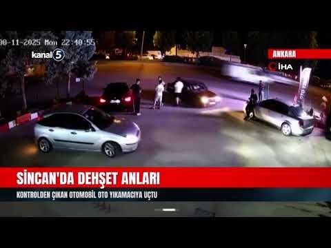 Sincan’da Dehşet Anları | Kontrolden Çıkan Otomobil Oto Yıkamacıya Uçtu