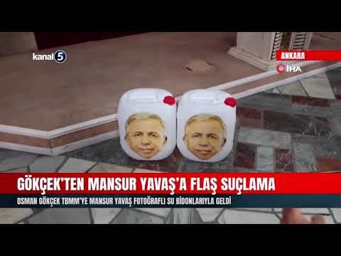 Osman Gökçek TBMM’ye Mansur Yavaş Fotoğraflı Su Bidonlarıyla Geldi
