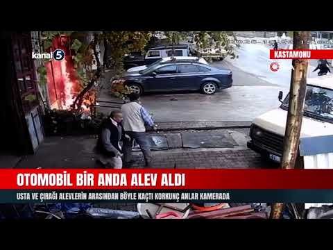 Otomobil Bir Anda Alev Aldı | Usta Ve Çırağı Alevlerin Arasından Böyle Kaçtı| Korkunç Anlar Kamerada