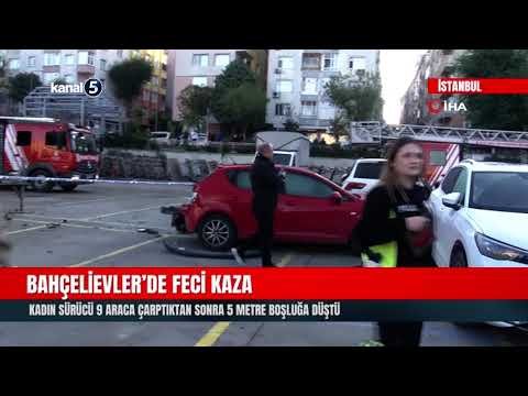 Bahçelievler’de Feci Kaza | Kadın Sürücü 9 Araca Çarptıktan Sonra 5 Metre Boşluğa Düştü