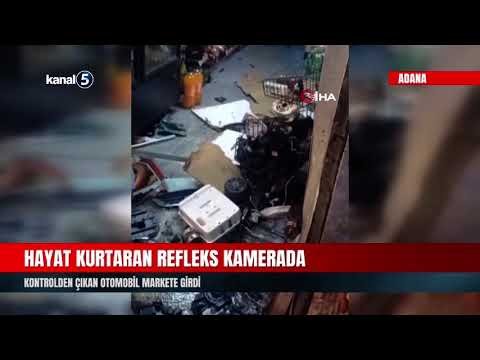 Hayat Kurtaran Refleks Kamerada | Kontrolden Çıkan Otomobil Markete Girdi