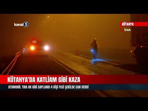 Kütahya’da Katliam Gibi Kaza | Otomobil Tıra Ok Gibi Saplandı 4 Kişi Feci Şekilde Can Verdi