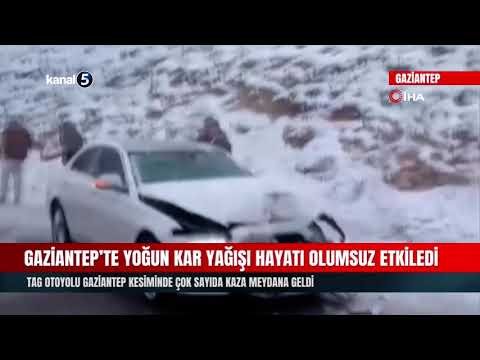 Gaziantep’te Yoğun Kar Yağışı Hayatı Olumsuz Etkiledi | Otoyolda Kazalar Trafikte Aksamalar