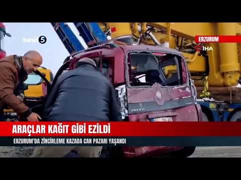 Araçlar Kağıt Gibi Ezildi | Erzurum’da Zincirleme Kazada Can Pazarı Yaşandı
