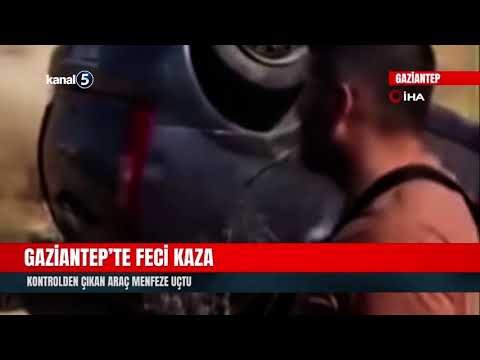 Gaziantep’te Feci Kaza! Kontrolden Çıkan Araç Menfeze Uçtu